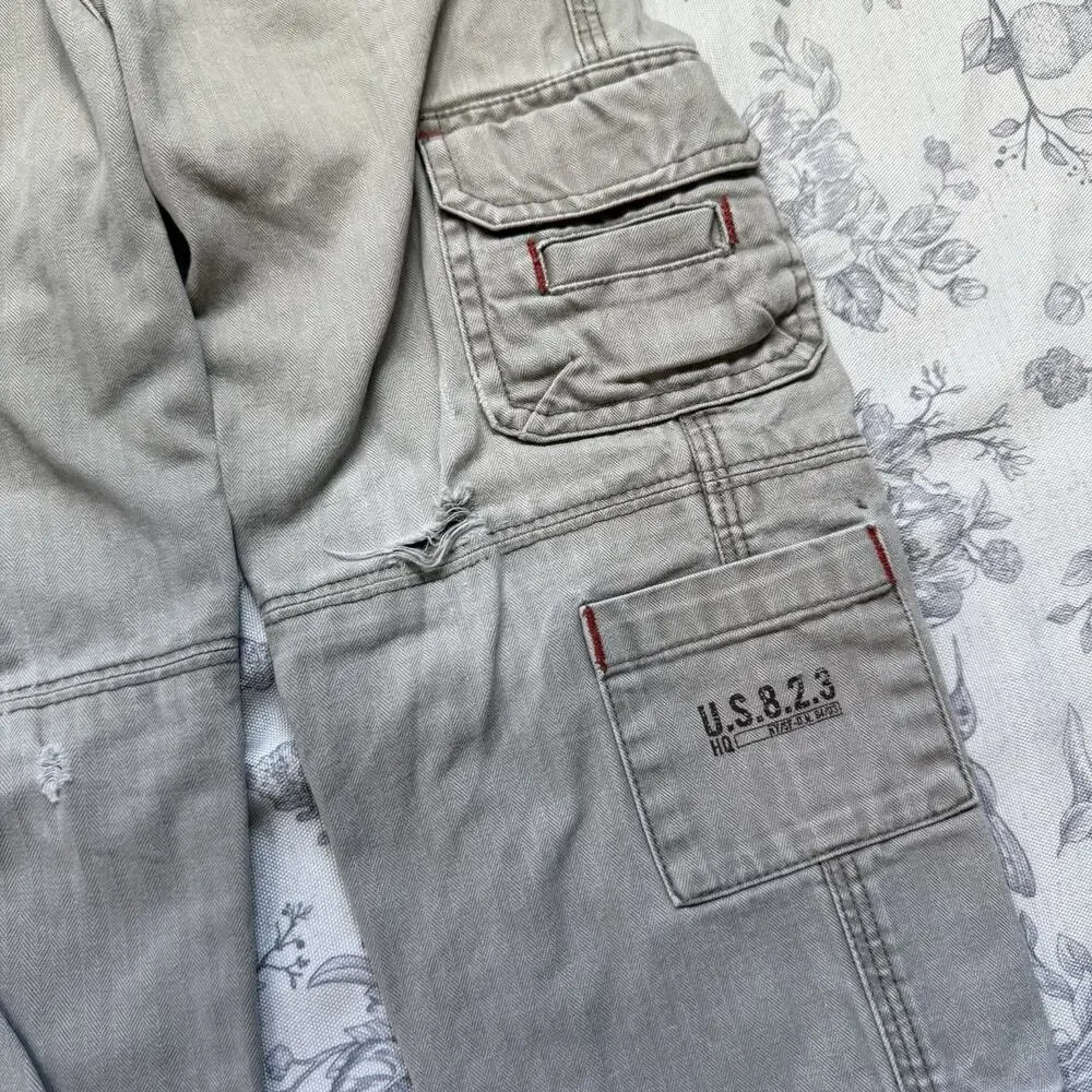 Vtg Y2K Old Navy Baggy pull on cargo pants Gray size 4T Gorpcore Relaxed Fit